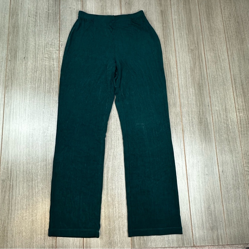 Chicos Travelers Pants Size 0 (US S/4) Pull On Slinky Knit Emerald Green